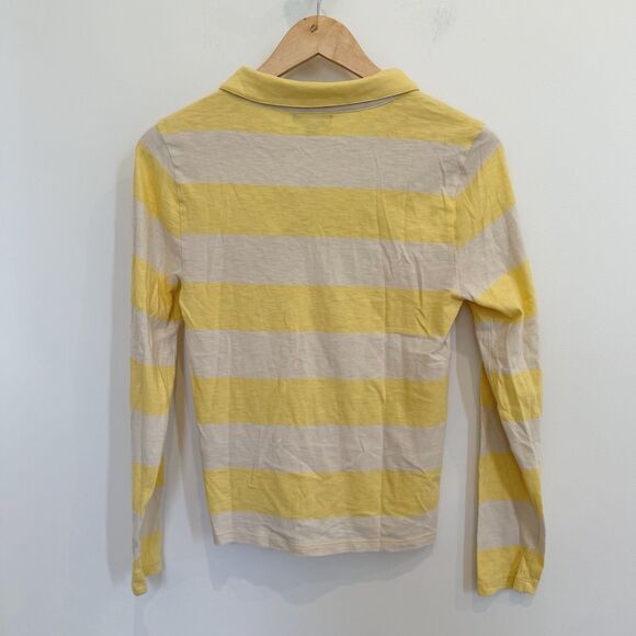 NEW J Crew Shirt Women’s Small Butter Yellow Rugby Striped Polo Knit Y2K Preppy - Picture 7 of 14